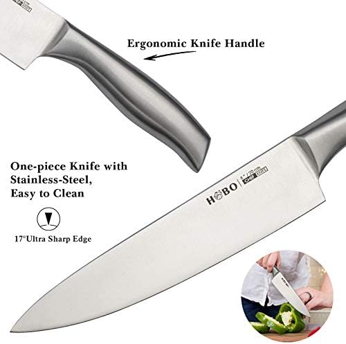 נוד סט סכינים, 14 חלקים סכין מטבח מסודר עם מחדד עץ בלוק משונן הסכינים, גבוה סכין פלדת אל-חלד בלוק להגדיר