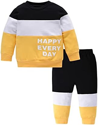 תינוק תינוק בגדי שרוול ארוך טלאים מכתב מודפס, מקסימום מכנסיים Sweatsuits תלבושות סט