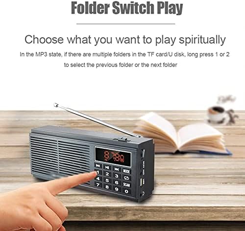 PYUHBBR AM/FM MW - נייד מקלט רדיו בקול דברו, קליטה מצוינת תצוגת זמן דיגיטלית, רדיו, תאורה אחורית, לישון， מקלט רדיו לקשישים(צבע: