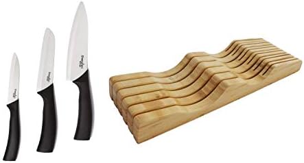 שנזן סכינים במטבח חבילה: 3 חלקים קרמיקה סט סכינים (6.5 סכין שפים, 5 חיתוך סכין, 4 סכין קילוף) גדולים ב-מגירה במבוק סכין