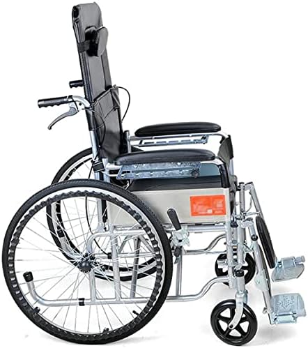 LGH שטוח משקר משקל תחבורה כסאות גלגלים, מתכוונן, מתקפל, נייד, כל השטח כסאות גלגלים, דמוי עור עבה צינור פלדה, עבור מבוגרים,