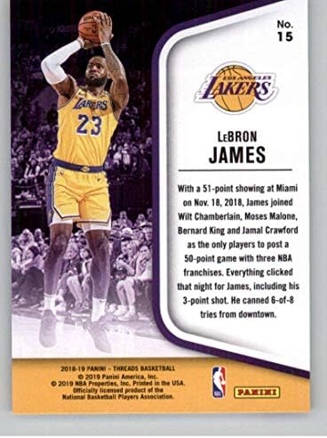 2018-19 פניני חוטים Threedom כדורסל 15 לברון ג 'יימס, אנג' לס לייקרס NBA הרשמי קלפים מתוך פניני
